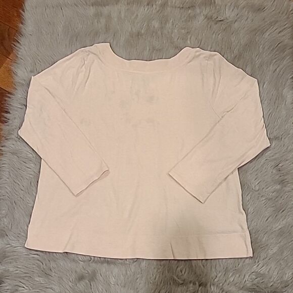 Purejill brushed tee pink long sleeve sleep tee with v neck size petite large - Picture 5 of 5